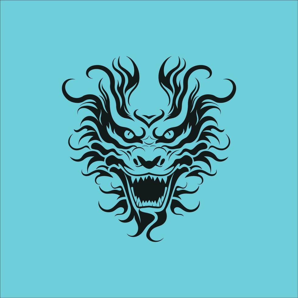 desenho da silhueta do logotipo da cabeça do dragão vetor