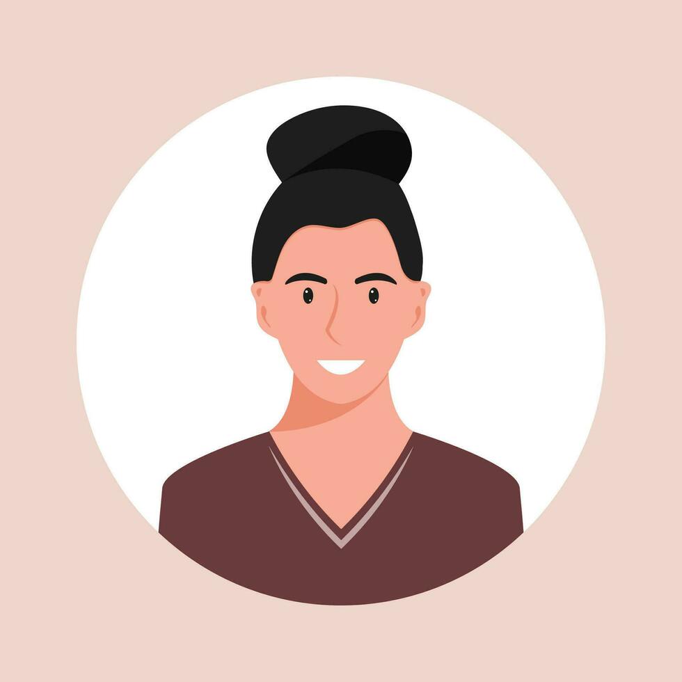 círculo a avatar com a retrato mulheres do vários raças e penteados. coleção do do utilizador perfis. volta ícone com feliz sorridente humano. colorida plano vetor ilustração.