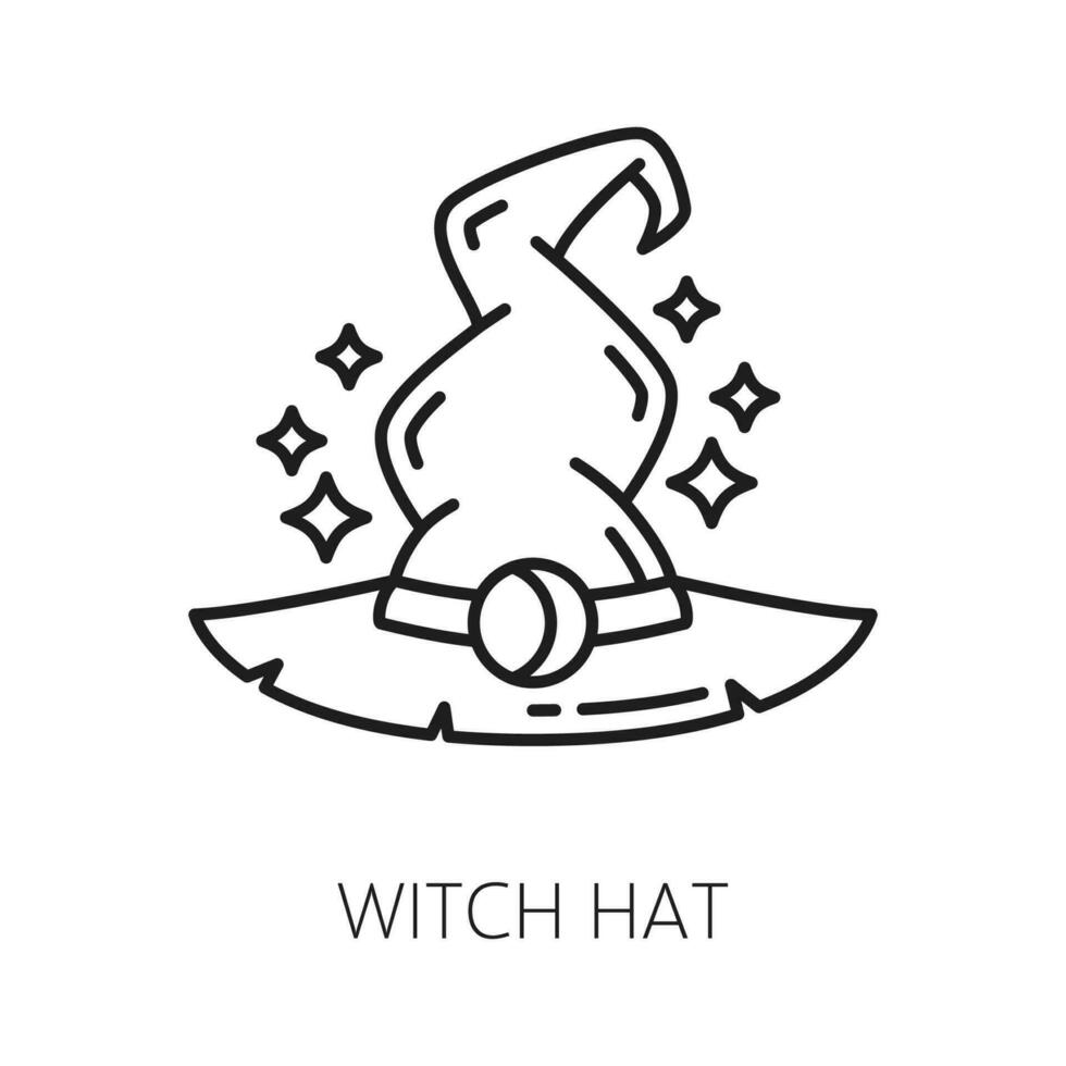 bruxa chapéu, feitiçaria e Magia linha arte ícone vetor