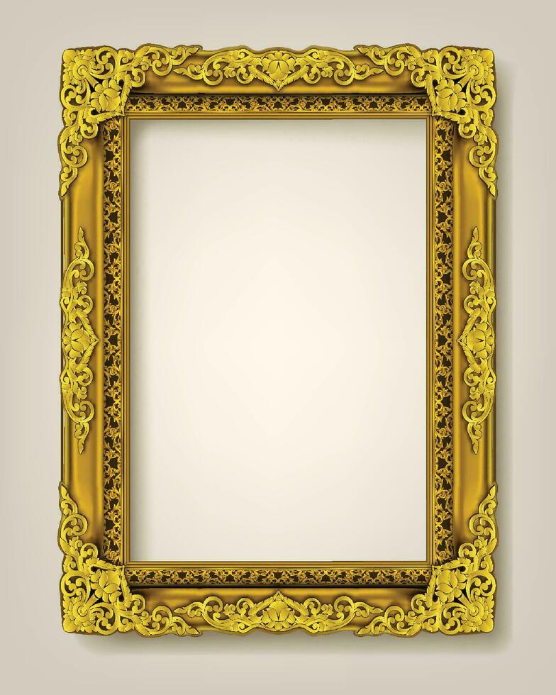 ouro quadro, Armação com canto linha floral para foto, vetor Projeto decoração padronizar estilo