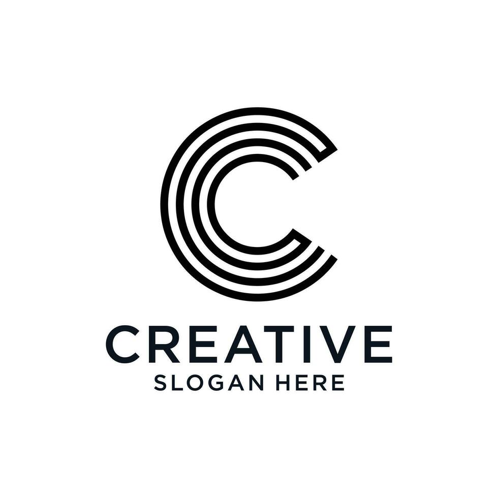 carta c com forro estilo logotipo Projeto conceito vetor