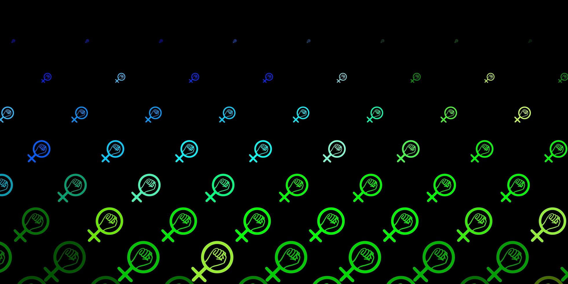 textura vector azul e verde escuro com símbolos dos direitos das mulheres.