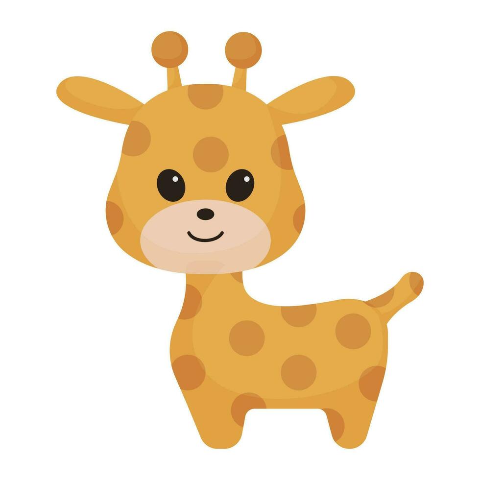 fofa girafa ilustração, adorável, bebê girafa, para crianças, animal ícone, plano desenho animado estilo vetor