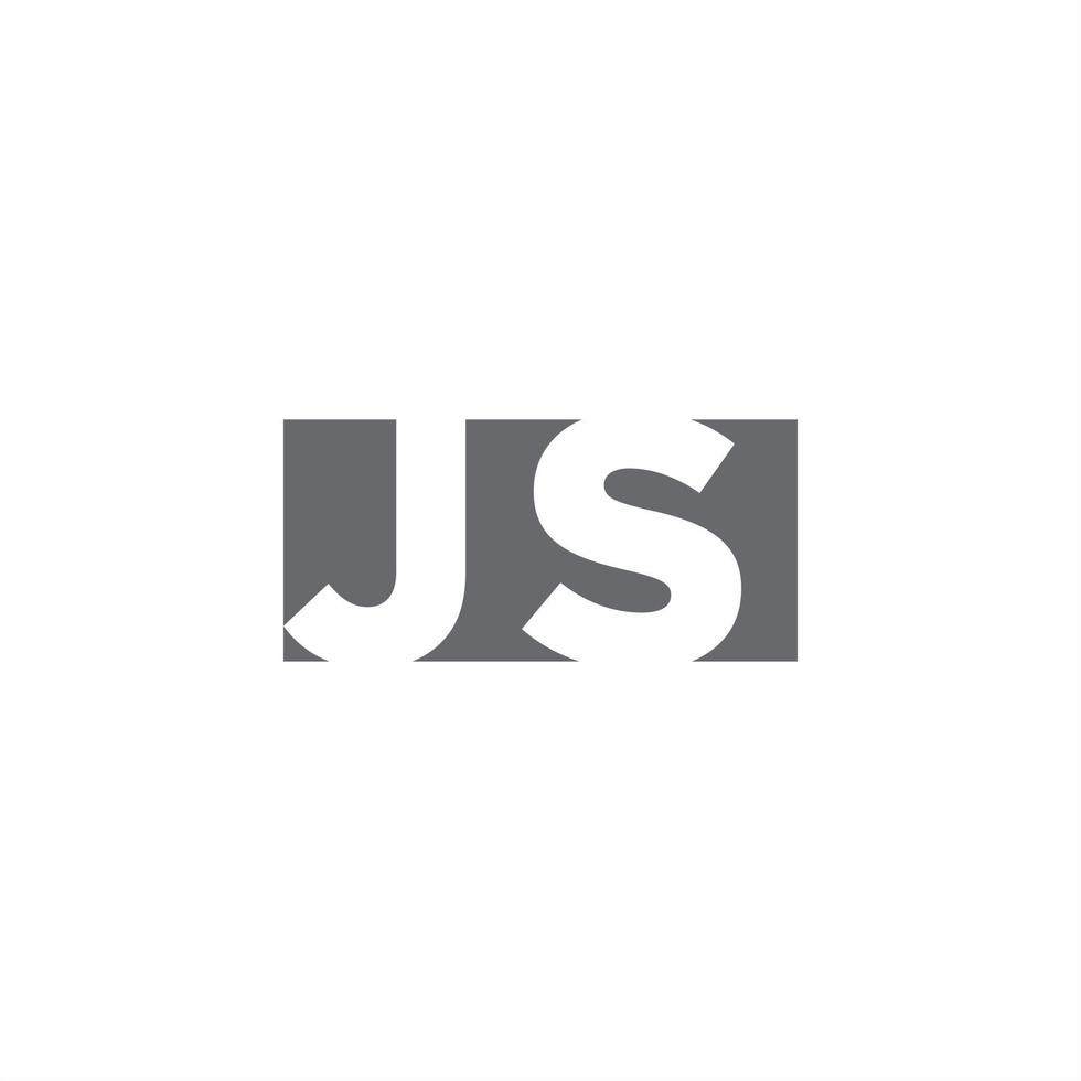 Monograma do logotipo js com modelo de design de estilo de espaço negativo vetor