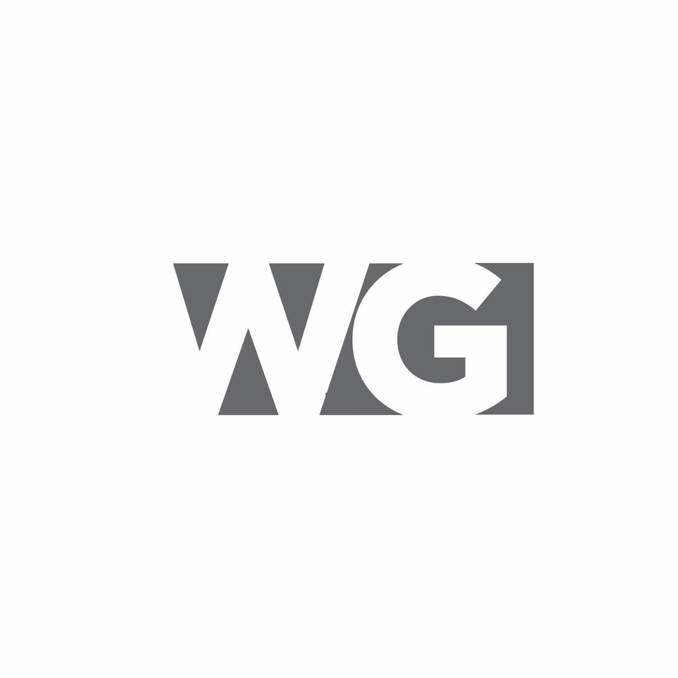 monograma do logotipo wg com modelo de design de estilo de espaço negativo vetor