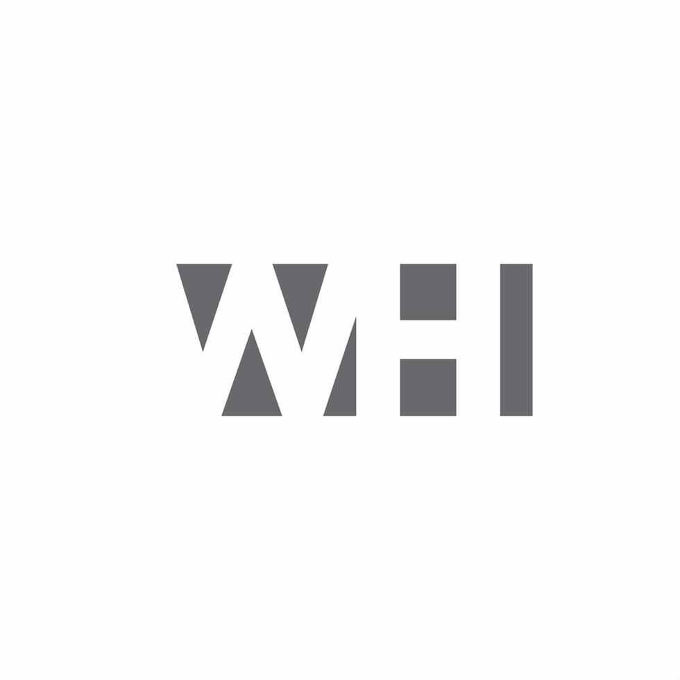 monograma do logotipo wh com modelo de design de estilo de espaço negativo vetor