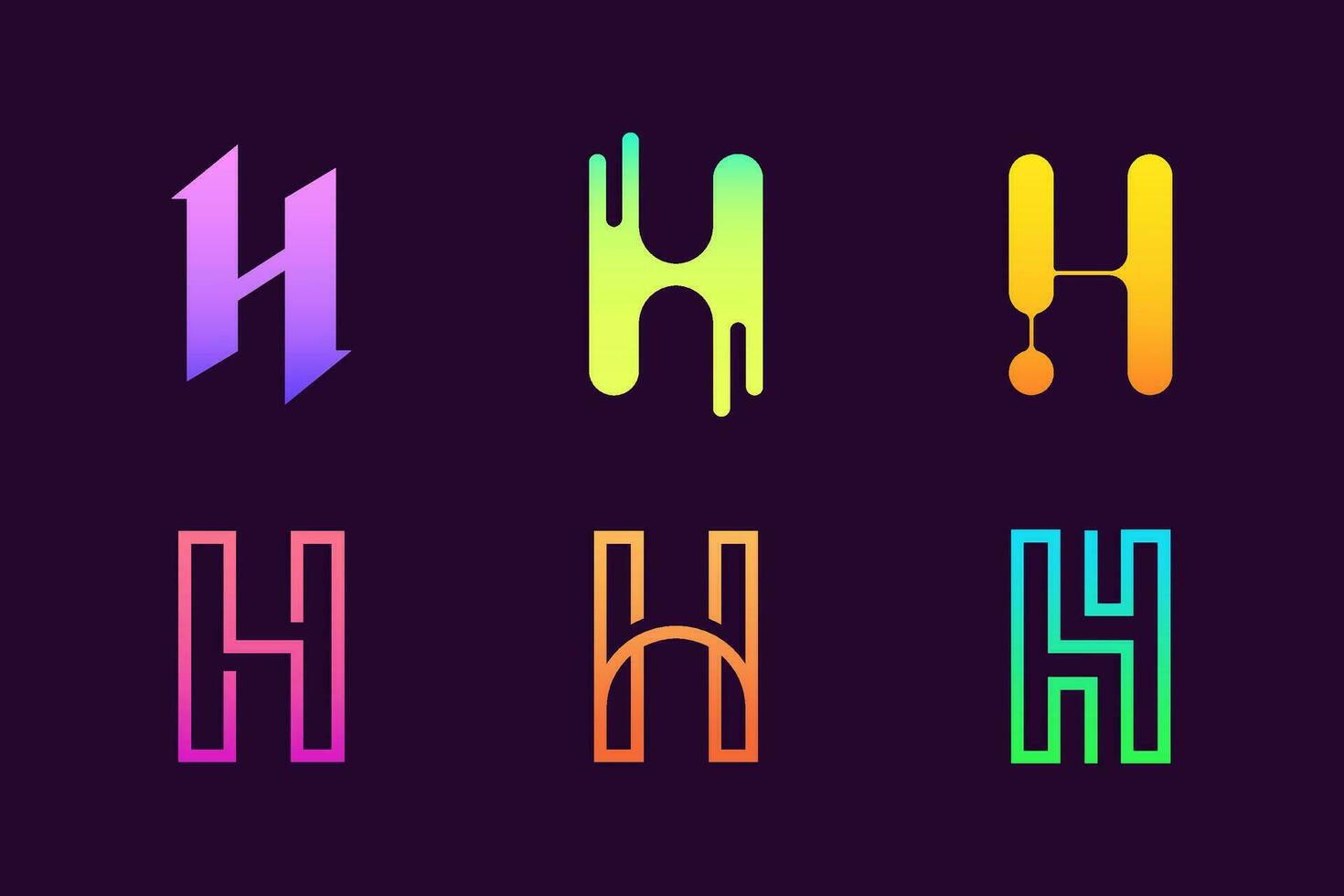 carta h capital colorida logotipo vetor