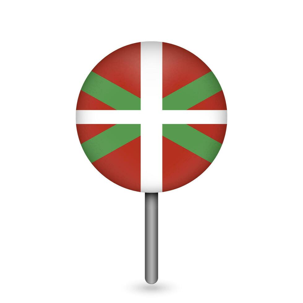 mapa ponteiro com basco país bandeira, Autônomo comunidade do Espanha. vetor ilustração.