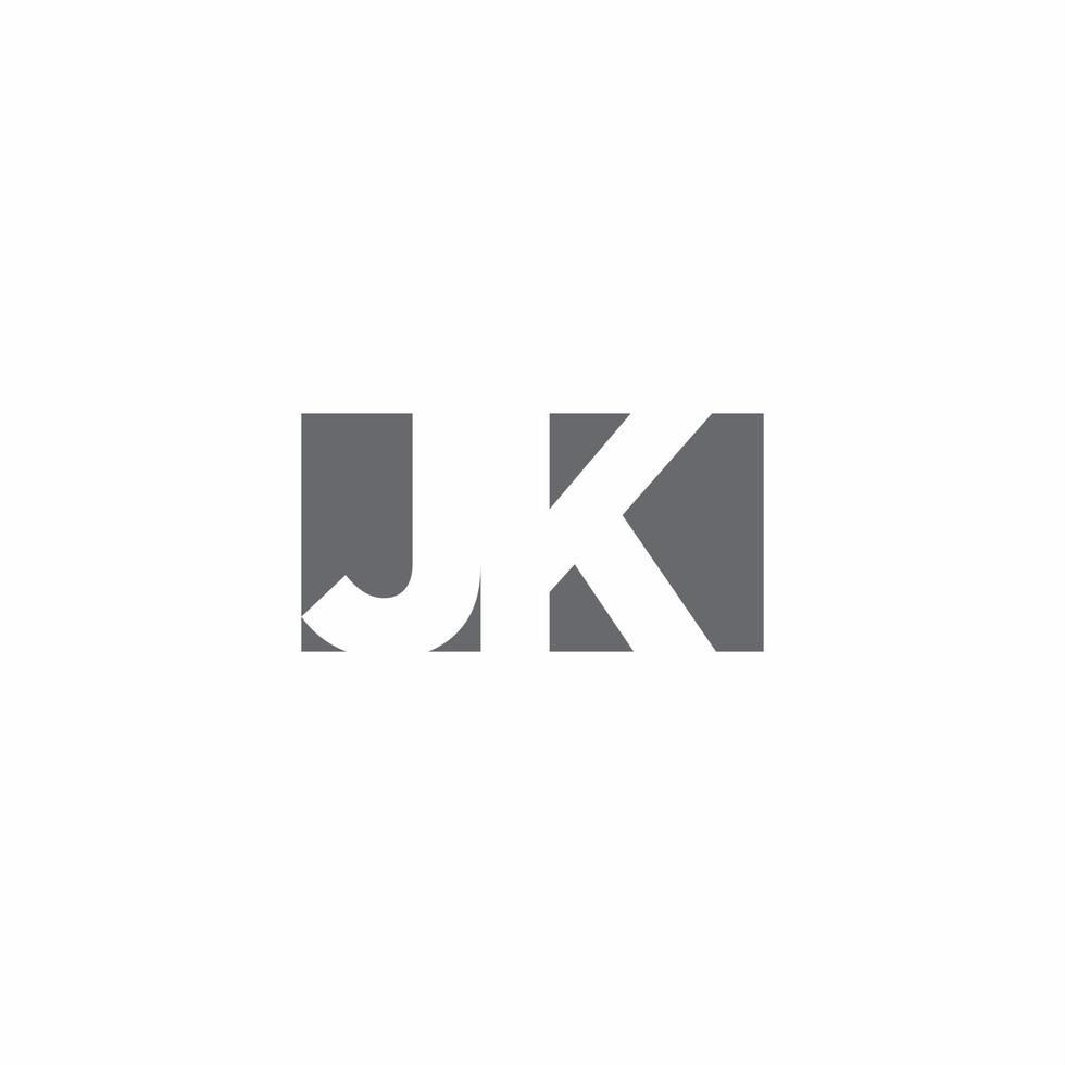 Monograma do logotipo da jk com modelo de design de estilo de espaço negativo vetor