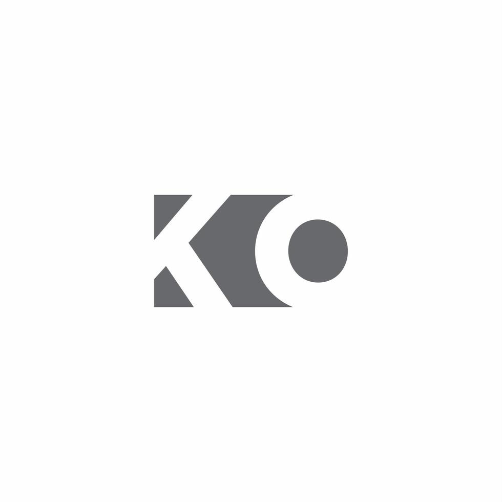 Monograma do logotipo do ko com modelo de design de estilo de espaço negativo vetor