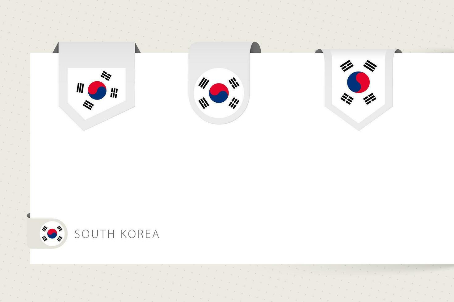 rótulo bandeira coleção do sul Coréia dentro diferente forma. fita bandeira modelo do sul Coréia vetor