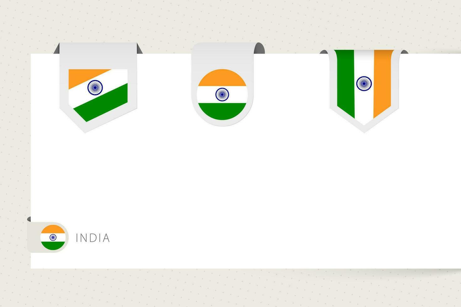 rótulo bandeira coleção do Índia dentro diferente forma. fita bandeira modelo do Índia vetor