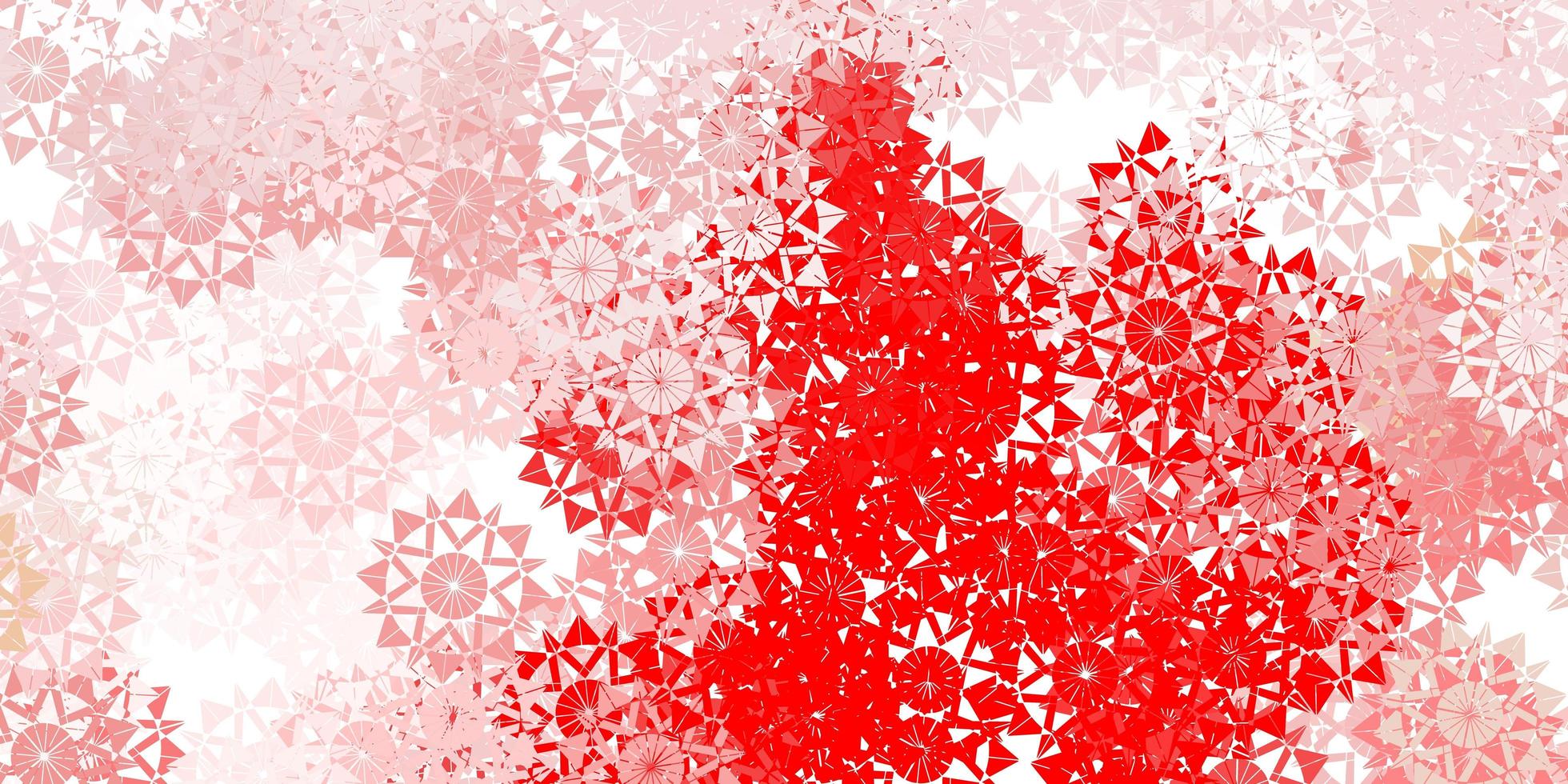 fundo vector vermelho claro com flocos de neve de Natal.