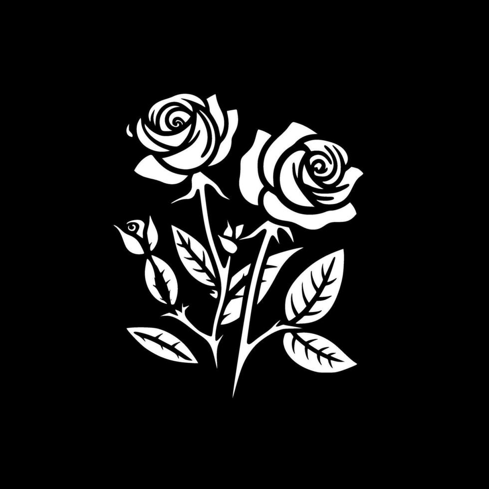 rosas - Preto e branco isolado ícone - vetor ilustração