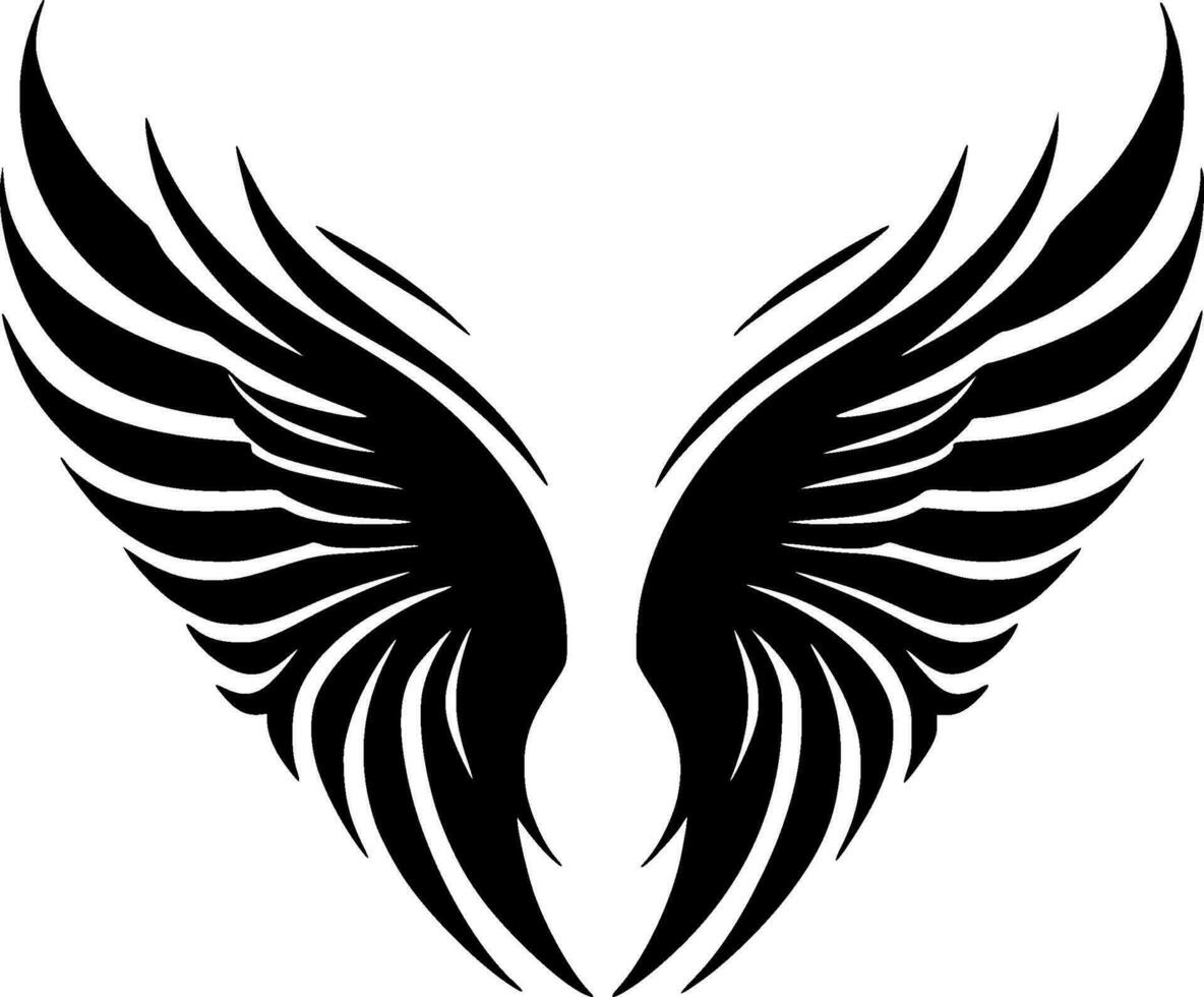 anjo asas - Preto e branco isolado ícone - vetor ilustração