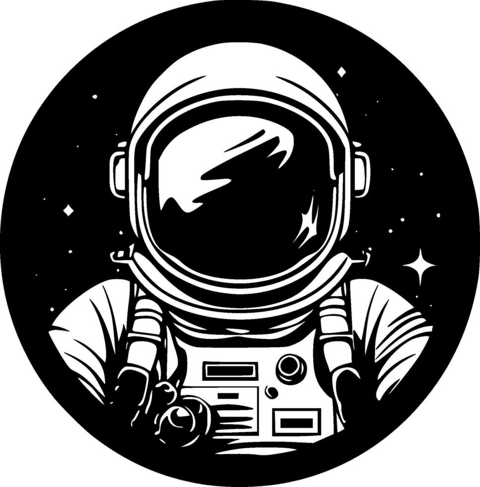 astronauta - Preto e branco isolado ícone - vetor ilustração