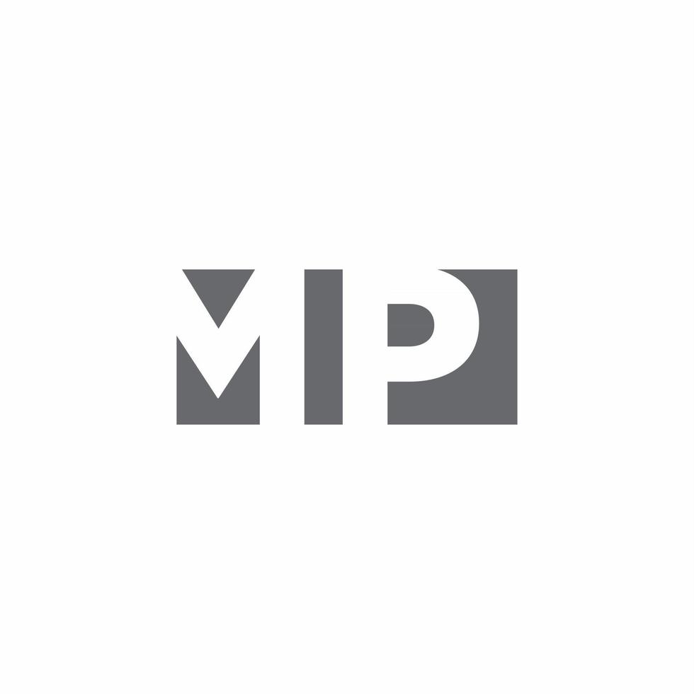 Monograma de logotipo mp com modelo de design de estilo de espaço negativo vetor