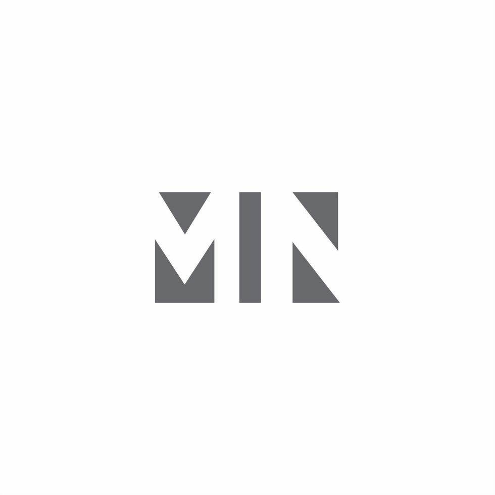 Monograma do logotipo da mn com modelo de design de estilo de espaço negativo vetor