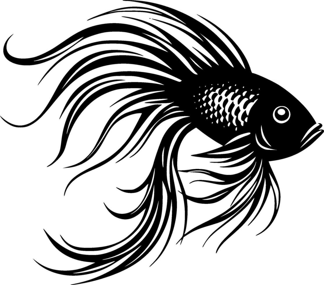 peixe - Preto e branco isolado ícone - vetor ilustração