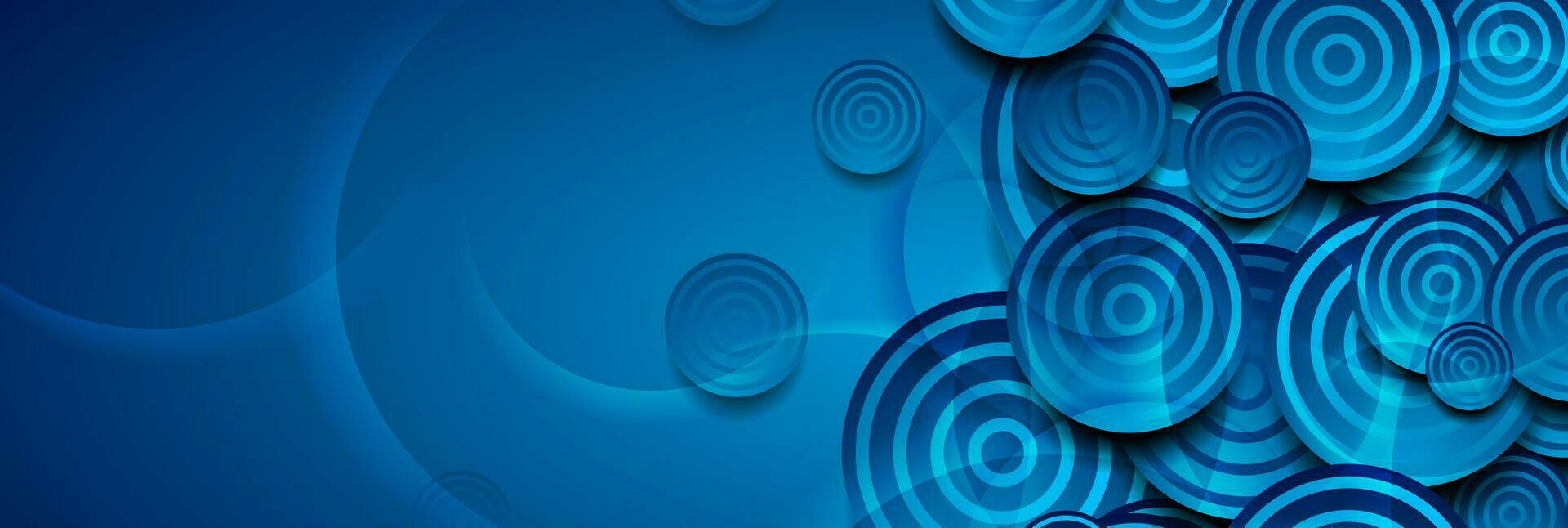 azul lustroso círculos e argolas abstrato geométrico fundo vetor