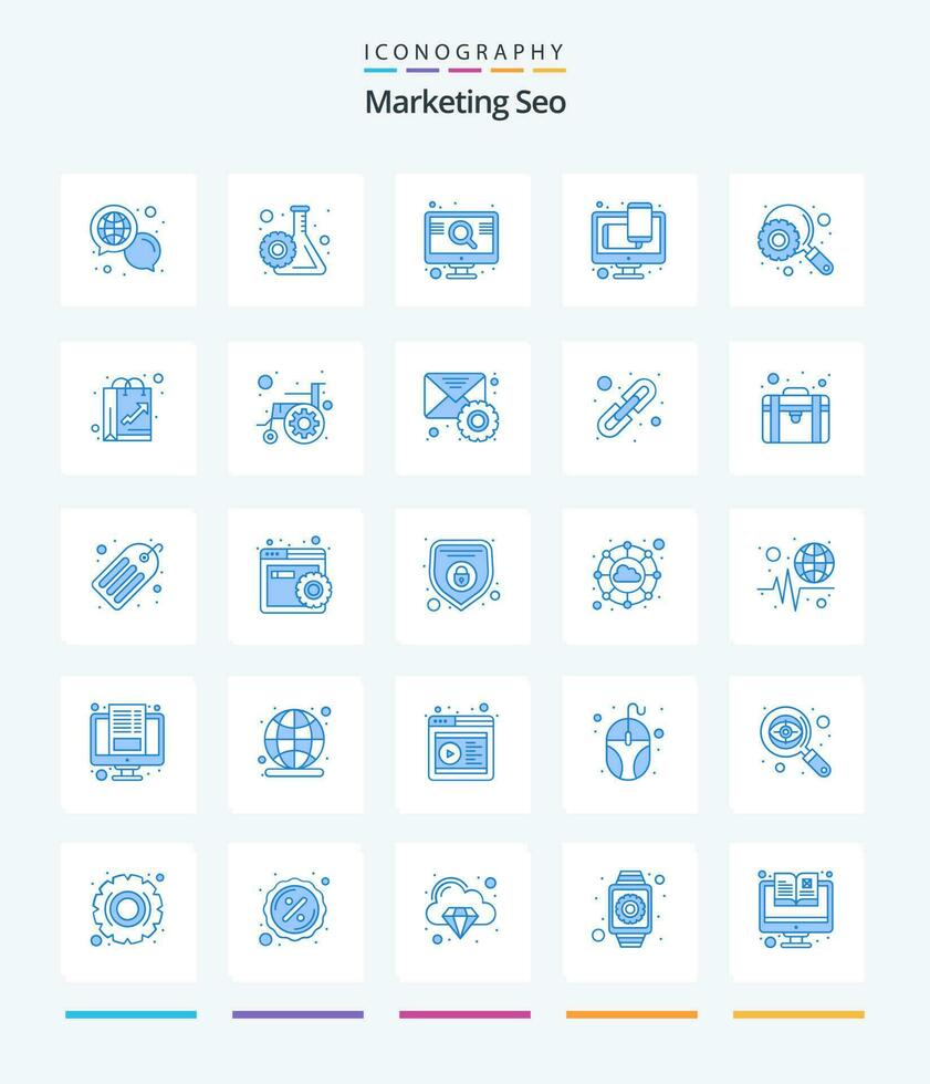 criativo marketing seo 25 azul ícone pacote tal Como otimização. rede Projeto. motor. rede. Projeto vetor