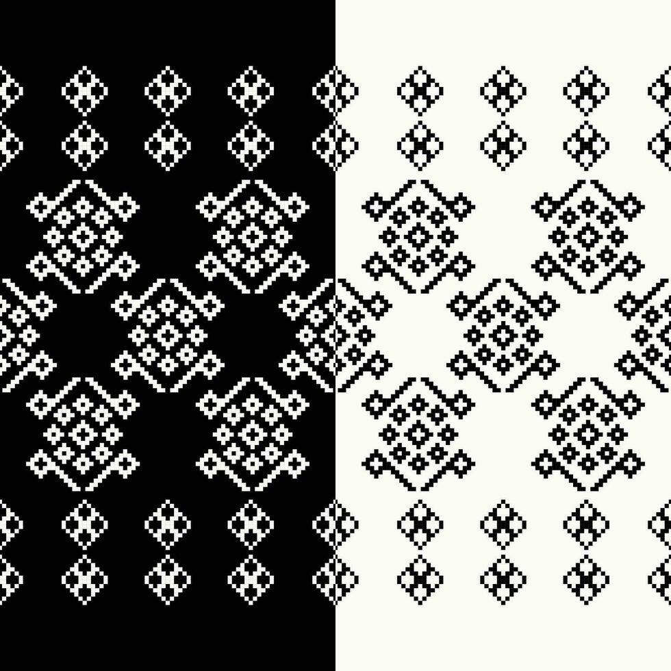 étnico geométrico tecido padronizar Cruz ponto.ikat bordado étnico oriental pixel padronizar Preto e branco fundo. resumo,vetor,ilustração. textura,quadro,decoração,motivos,seda papel de parede. vetor