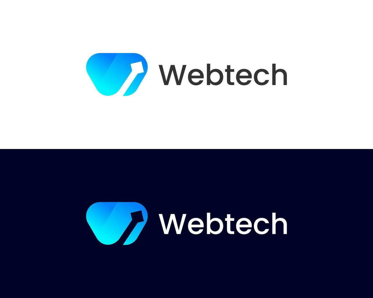 carta W com tecnologia e tecnologia moderno rede logotipo Projeto modelo vetor