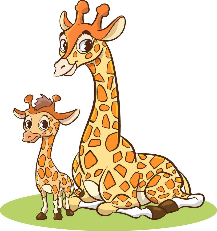 vetor ilustração do mãe girafa e bebê girafa