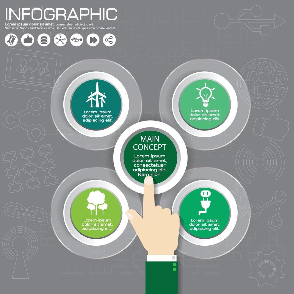 Conjunto de modelos de design de infográficos da natureza, ilustração em vetor eps10