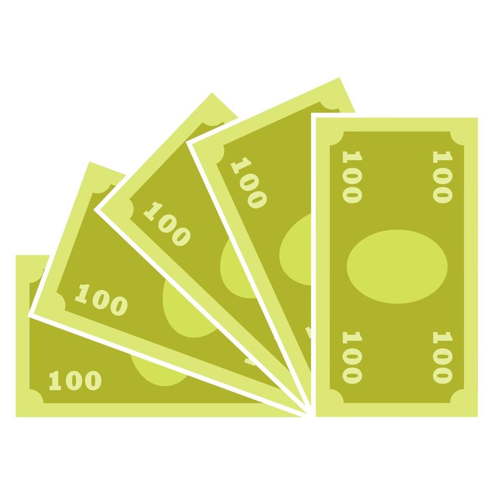 ilustração simbólica simples de papel-moeda - quinhentos dólares, marcos, euros ou libras - em estilo cartoon vetor
