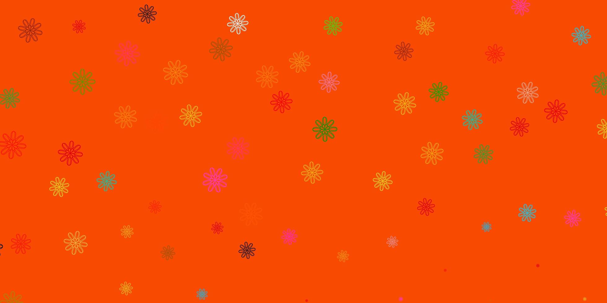 luz multicolor vetor doodle fundo com flores.