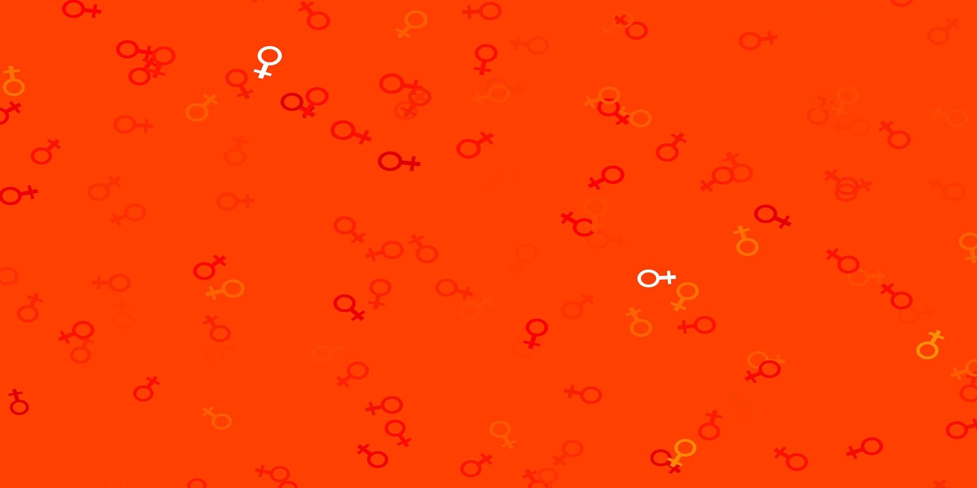 textura vector laranja claro com símbolos dos direitos das mulheres.