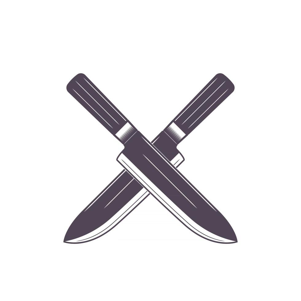 facas em branco, cruzado, ilustração vetorial em estilo vintage vetor