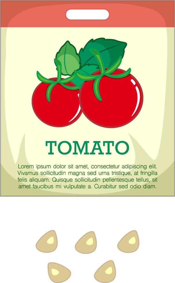 sementes de tomate com embalagem vetor