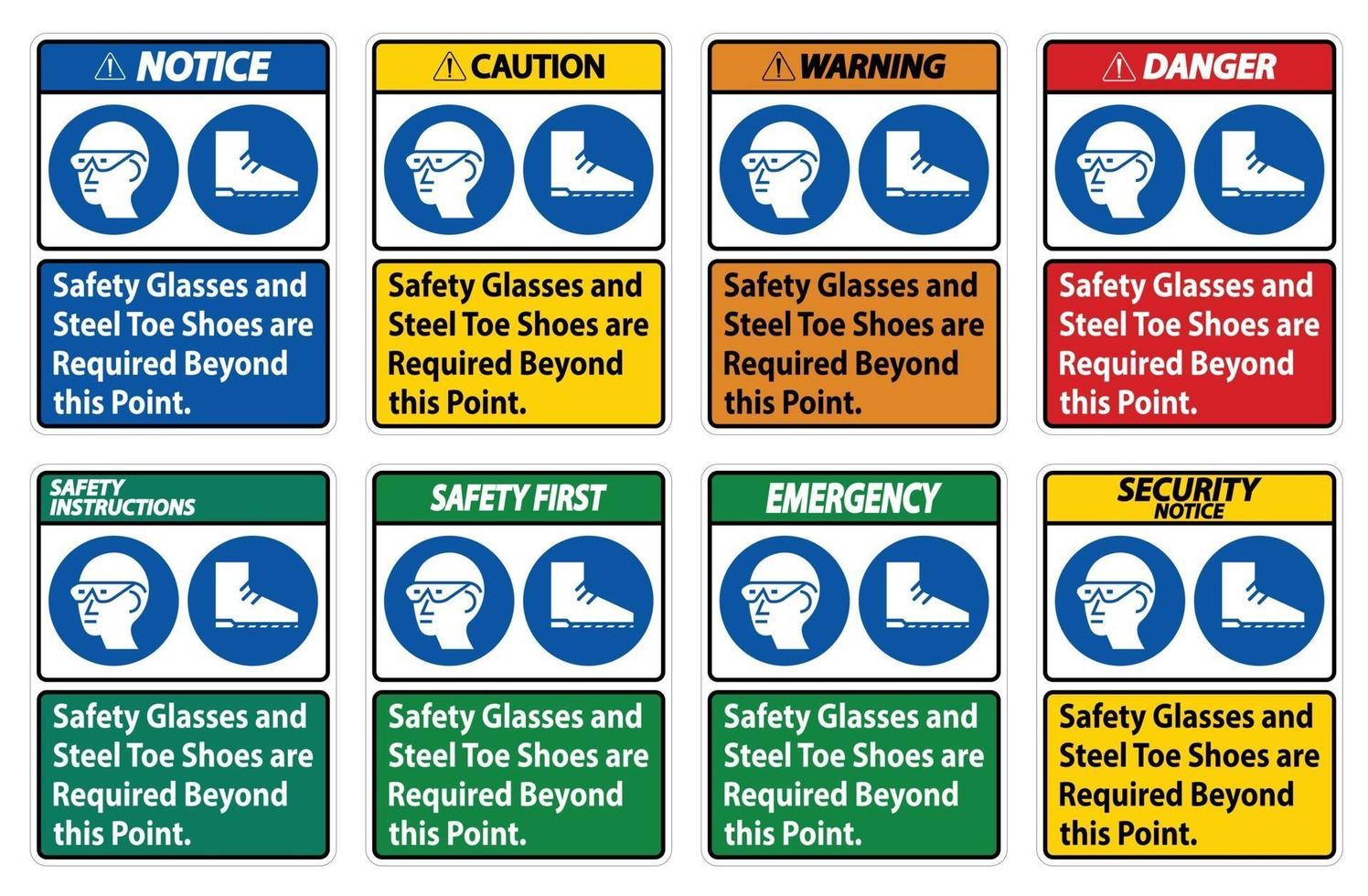 óculos de segurança e sapatos com biqueira de aço são necessários além deste ponto vetor