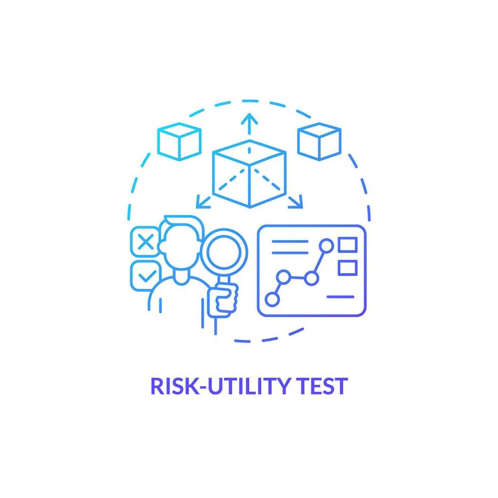 2d gradiente utilidade de risco teste fino linha ícone conceito, isolado vetor, azul ilustração representando produtos responsabilidade. vetor