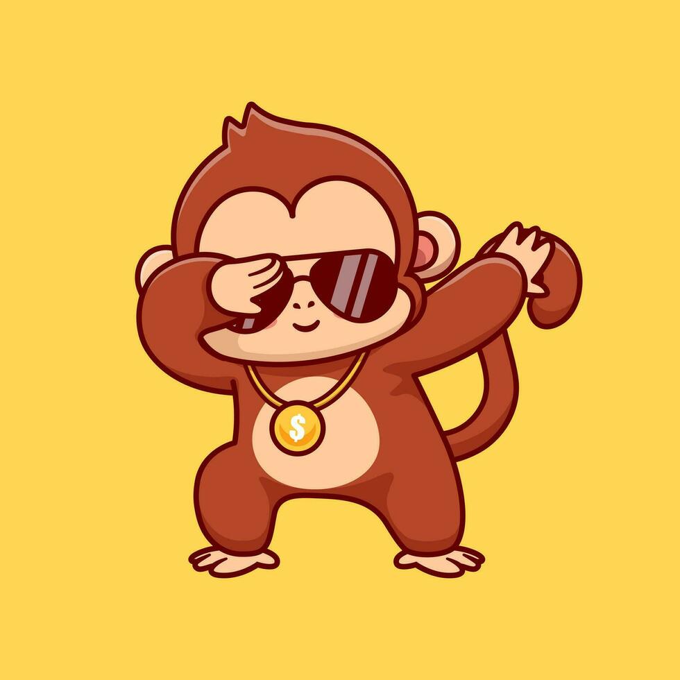 legal macaco dabbing desenho animado vetor ícone ilustração. animal natureza ícone conceito isolado Prêmio vetor. plano desenho animado estilo