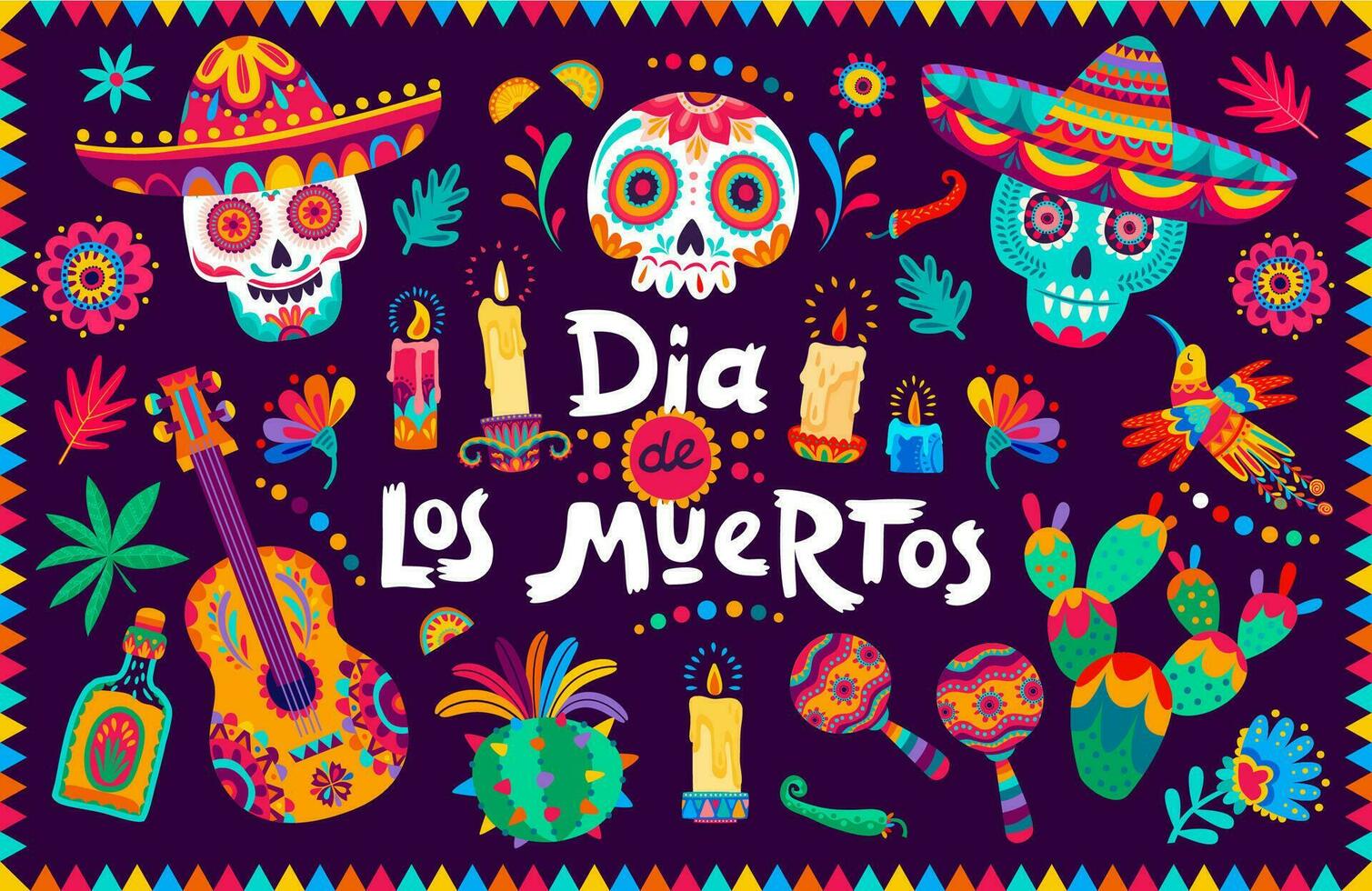 dia do a morto dia de los muertos feriado bandeira vetor