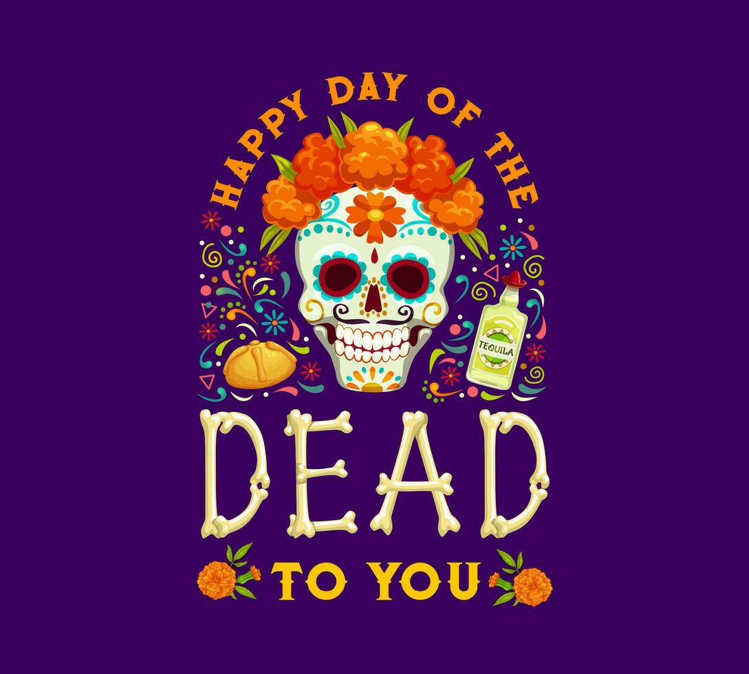 dia do a morto dia de los muertos mexicano bandeira vetor