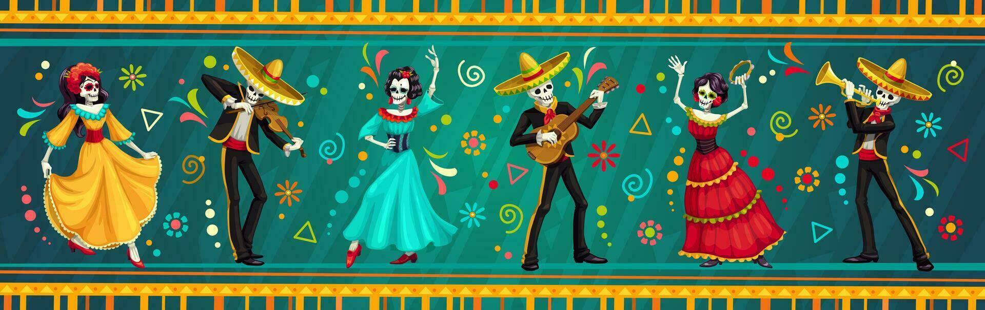 mexicano dia de los muertos feriado personagens vetor