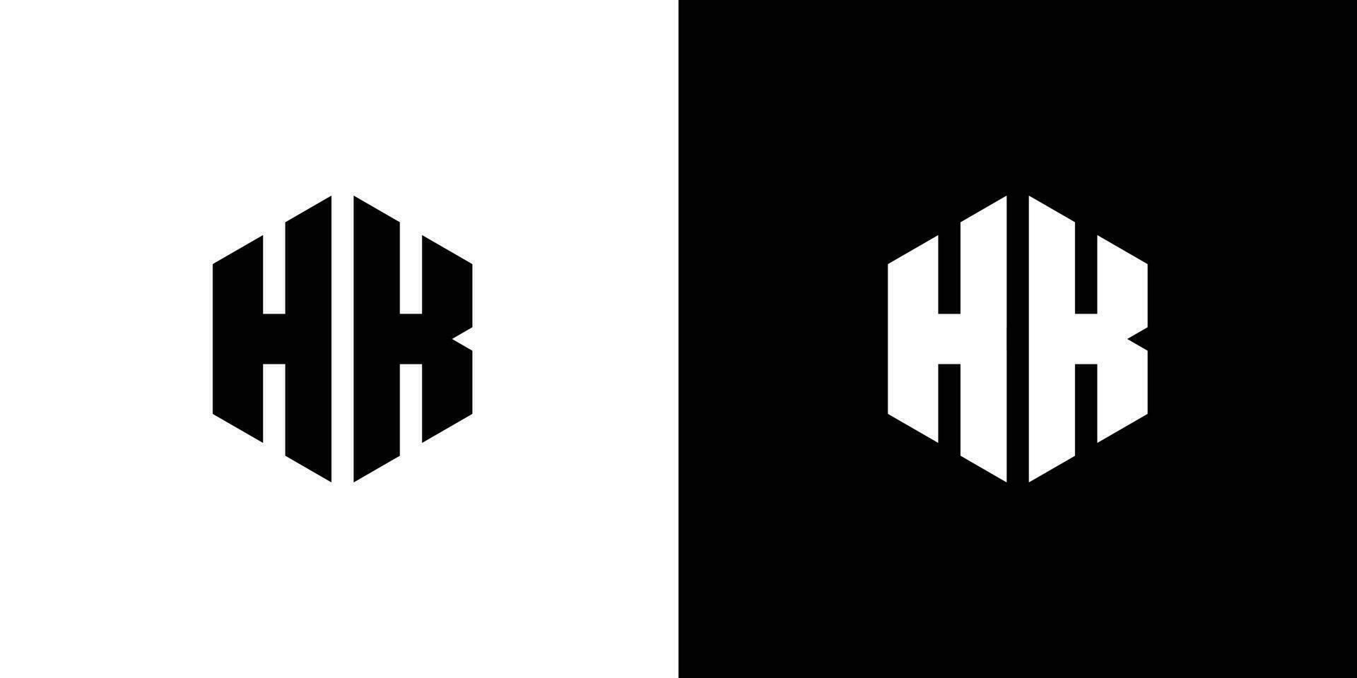 carta h k polígono, hexagonal mínimo e profissional logotipo Projeto em Preto e branco fundo vetor