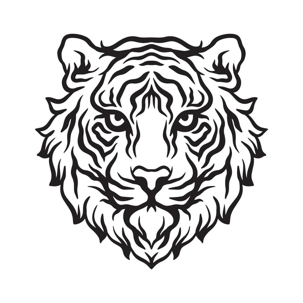 tigre cabeça mão desenhado ilustrações para a Projeto do roupas, adesivos, tatuagem etc vetor