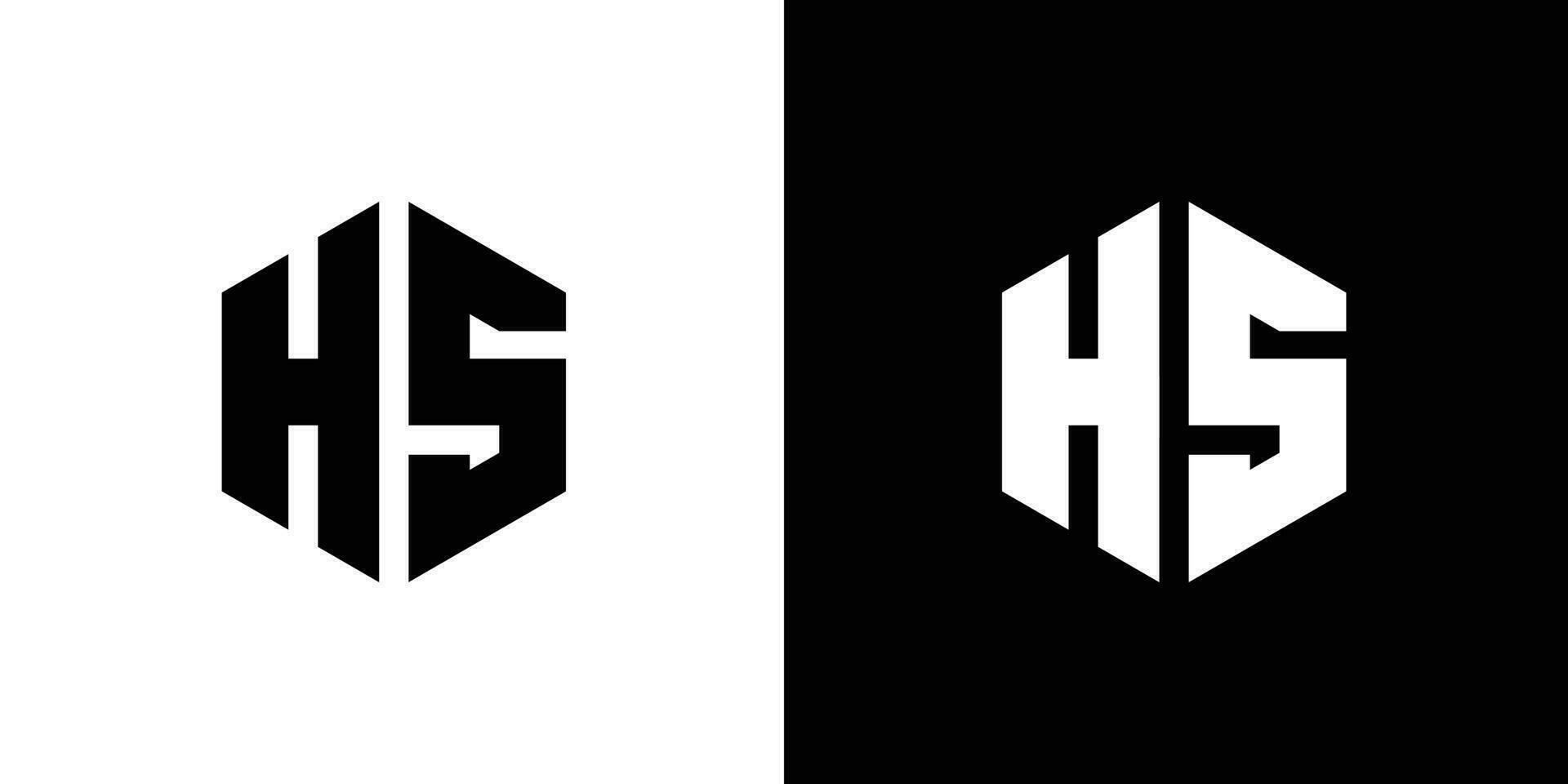 carta h s polígono, hexagonal mínimo e profissional logotipo Projeto em Preto e branco fundo vetor
