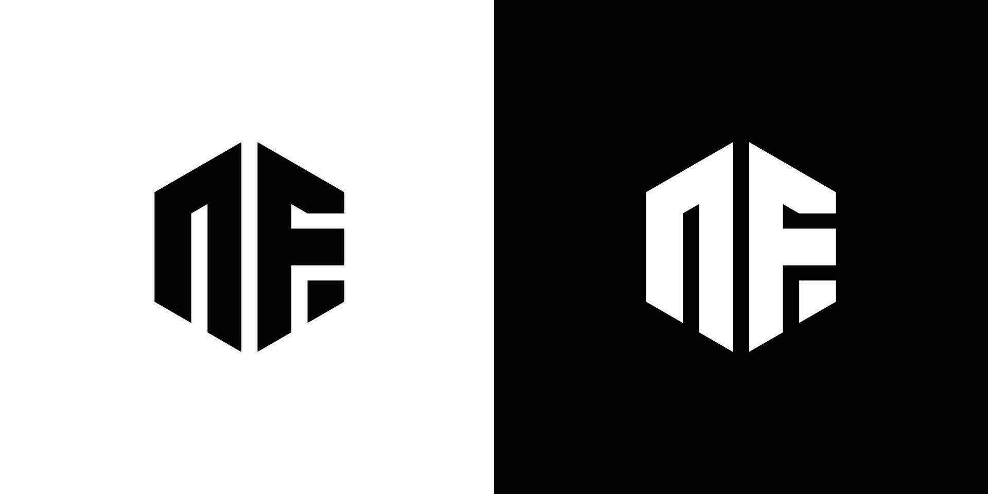 carta n f polígono, hexagonal mínimo e profissional logotipo Projeto em Preto e branco fundo vetor