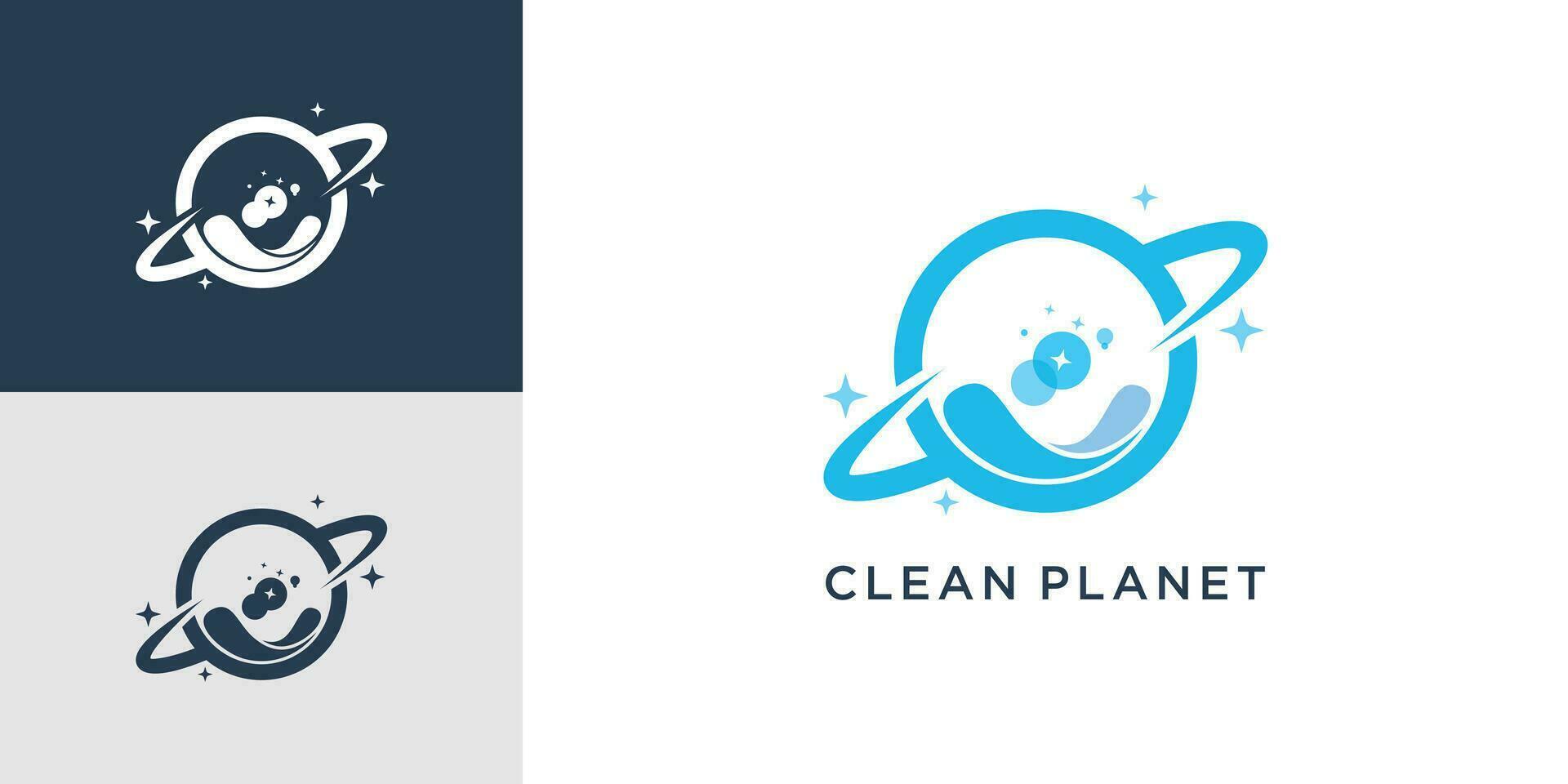 limpar \ limpo logotipo com planeta elemento criativo Projeto idéia vetor
