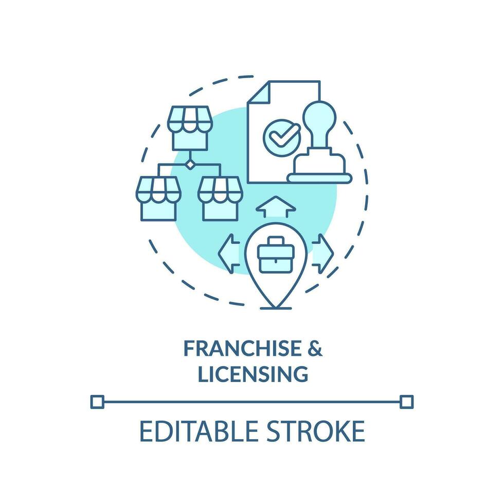 editável franquia e licenciamento ícone, isolado vetor, estrangeiro direto investimento fino linha ilustração. vetor