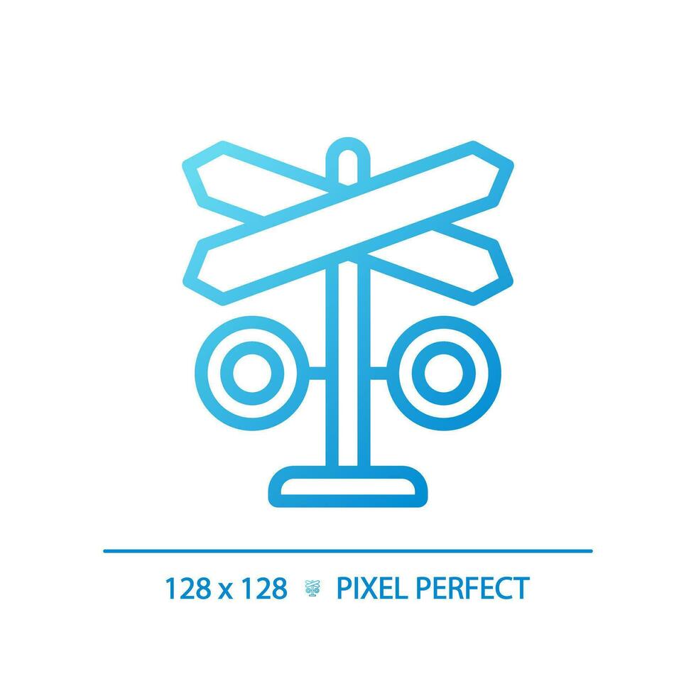 nível cruzando pixel perfeito gradiente linear vetor ícone. trilho segurança. Atenção dispositivo. estrada de ferro acompanhar. Ferrovia barreira. fino linha cor símbolo. moderno estilo pictograma. vetor isolado esboço desenhando