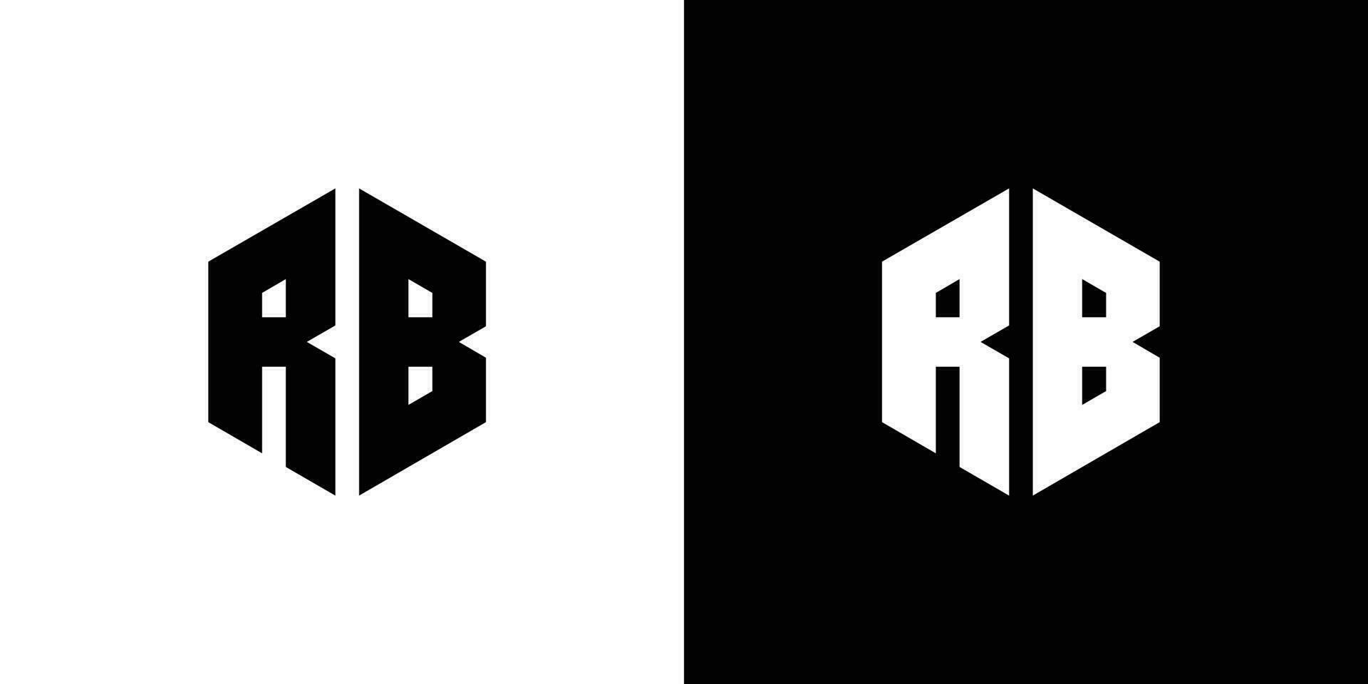 carta r b polígono, hexagonal mínimo e profissional logotipo Projeto em Preto e branco fundo vetor