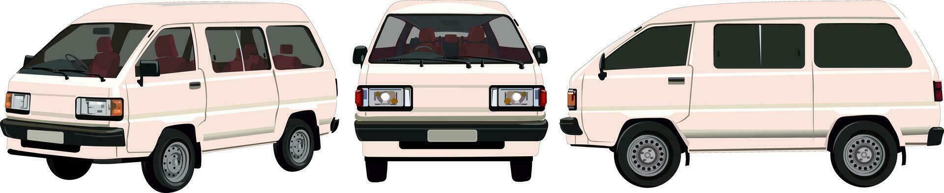 Toyota alfabetizado 1990 pérola branco 3 ângulos com interior vetor