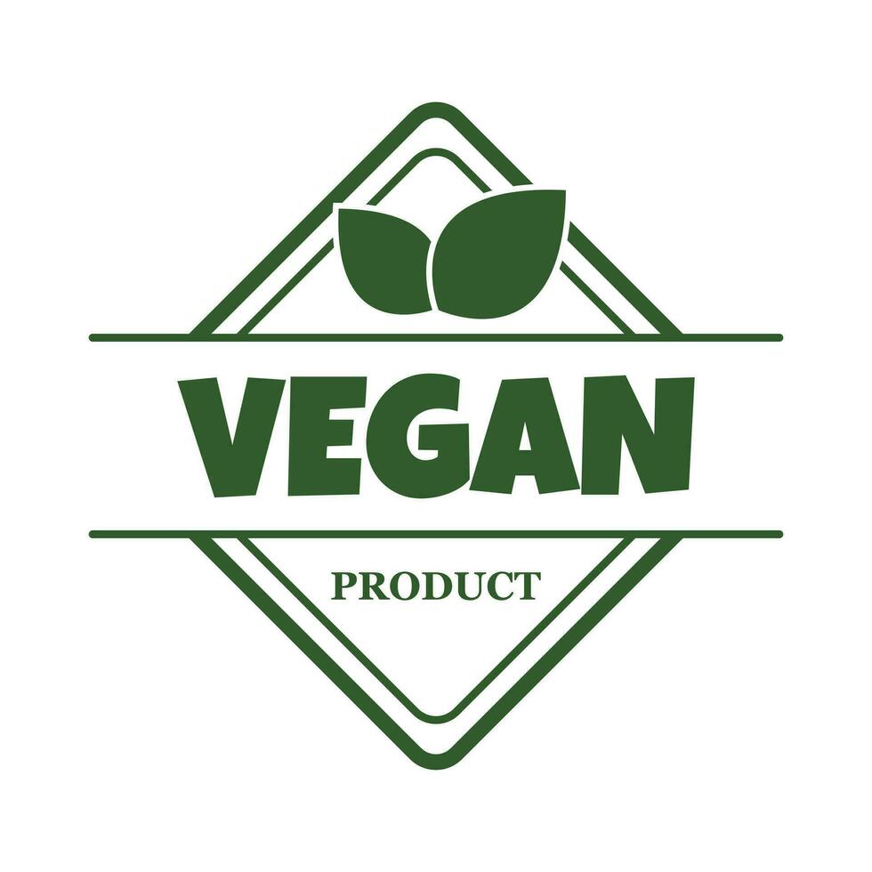 vegano produtos adesivo, rótulo, crachá e logotipo. ecologia ícone. logotipo modelo com verde folhas para vegano Comida. vetor ilustração isolado em branco fundo